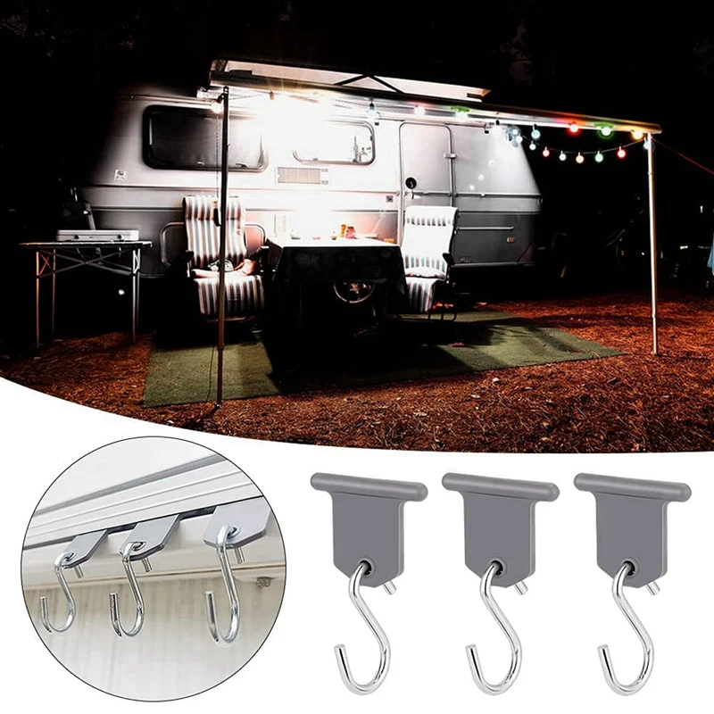 Camping toldo ganchos, RV festa luz cabides para caravana campista, 16pcs