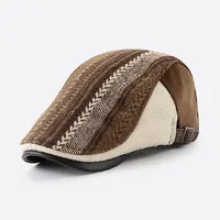 Autumn Winter British Beret Retro Painter Hat Patchwork Duckbill Cap for Women Men Classic Middle-aged Sunshade Cap