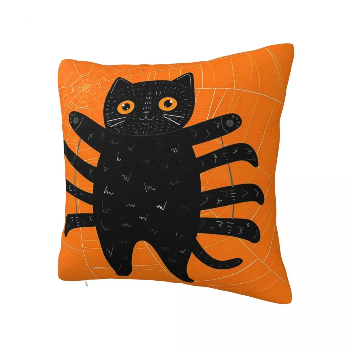 Spooky Spider Cat Halloween Costume Pillowcase Printing Cushion Cover Decorative Throw Pillow Case Cover Chair Zipper 45*45cm