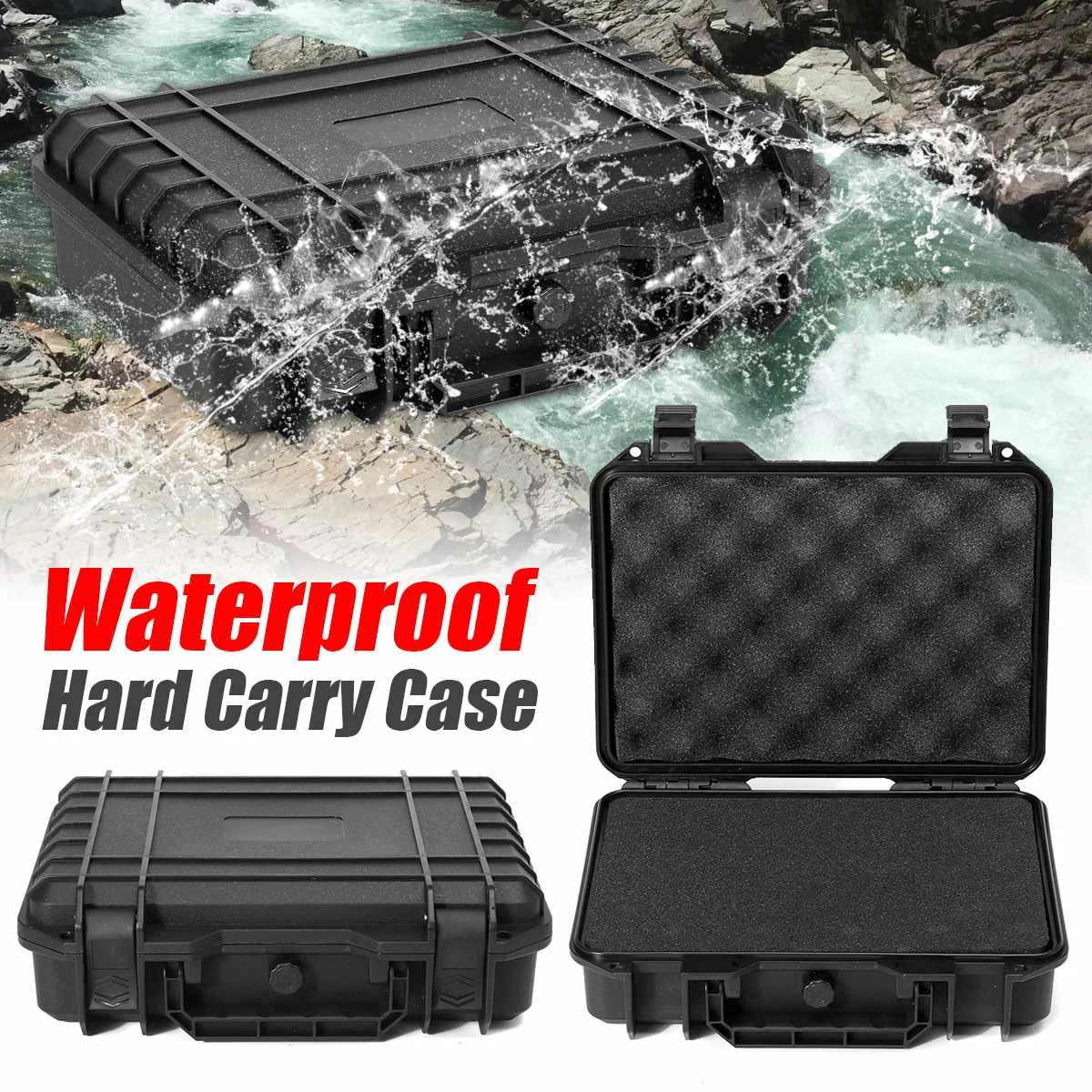 ABS Plastic Safety Equipment Case Waterproof Hard Carry Tool Case Sealed Bag Storage Box Camera Photography with Sponge for Tool