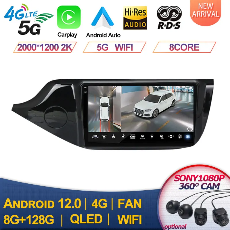 

For Kia Ceed Cee'd 2 JD 2012-2018 2din 4G Android 13 Car Radio Multimidia Video Player Navigation GPS Carplay Audio Head Unit 9"