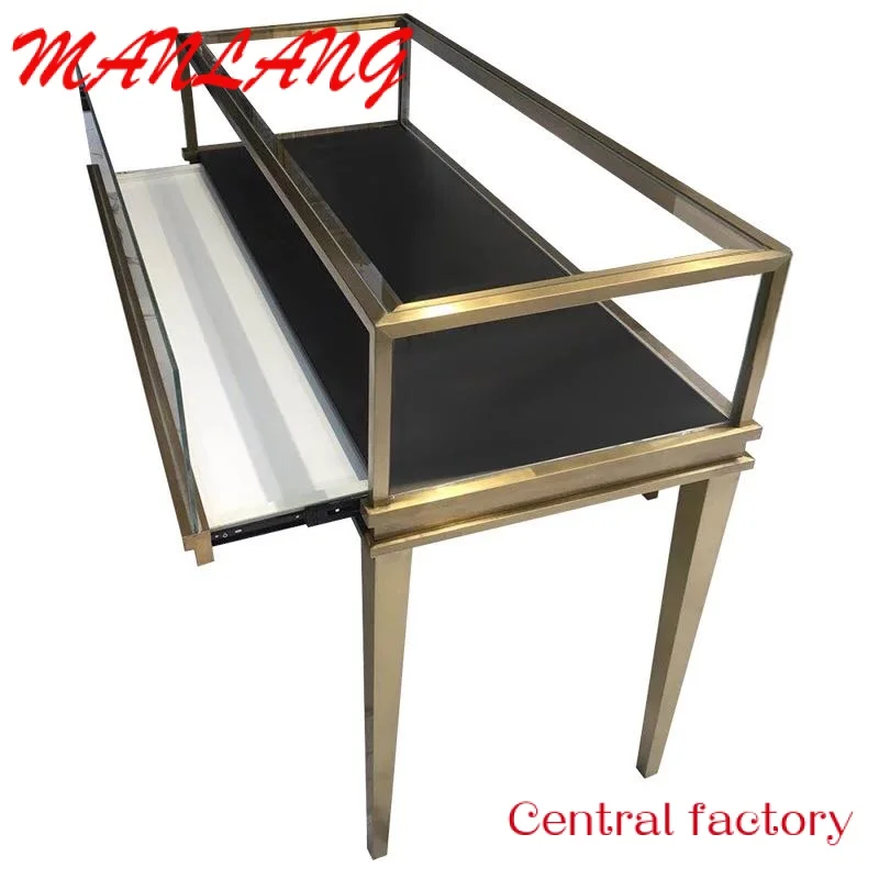 CustomModern Jewellery Showroom Counter Stainless Steel Floor Standing Jewelry Cabinet Jewelry Store Furniture Jewelry Showcase