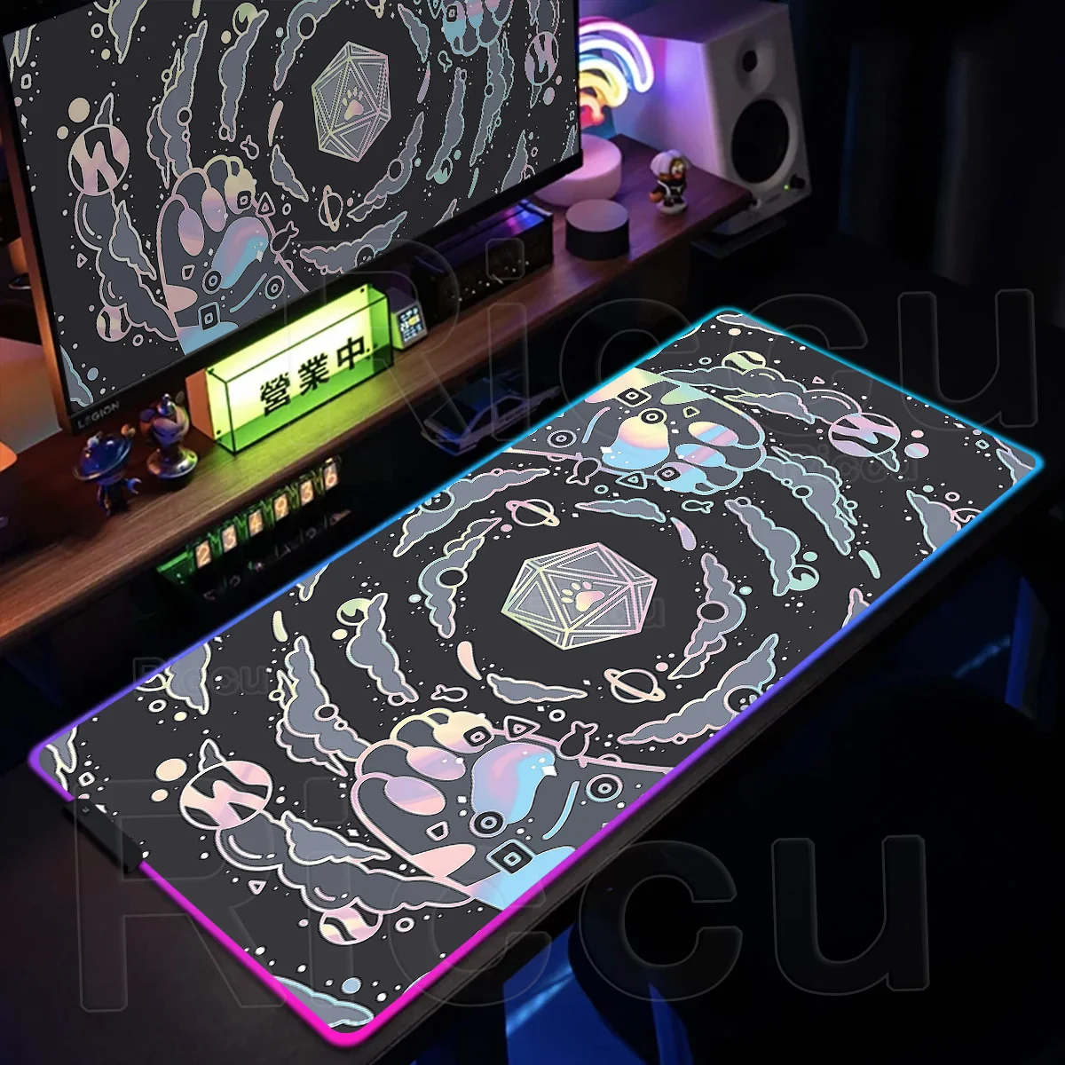 

XXL RGB Starry Sky Pc Gamer Cute Mouse Pad Keyboard Non-slip LED Glowing Kawaii Cat Paw Large Carpet Rubber Gaming Computer Mats