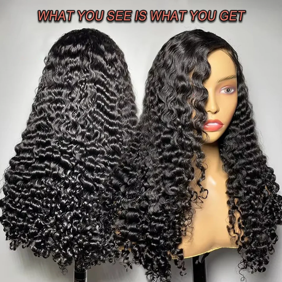 Deep Wave Frontal Wig 13x4 13x6 HD Lace Remy Human Hair Wigs For Women 360 Full Lace Curly Wig Pre Plucked 40 Inch 250 Density Wet And Wavy Loose Water Wave Lace Front Wig