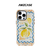 Art Lemon Painting Magnetic Case For iPhone 16ProMax 15 14 13 12 11Plus Acrylic TPU Dual Layer Two in One Magsafe Phone Cases