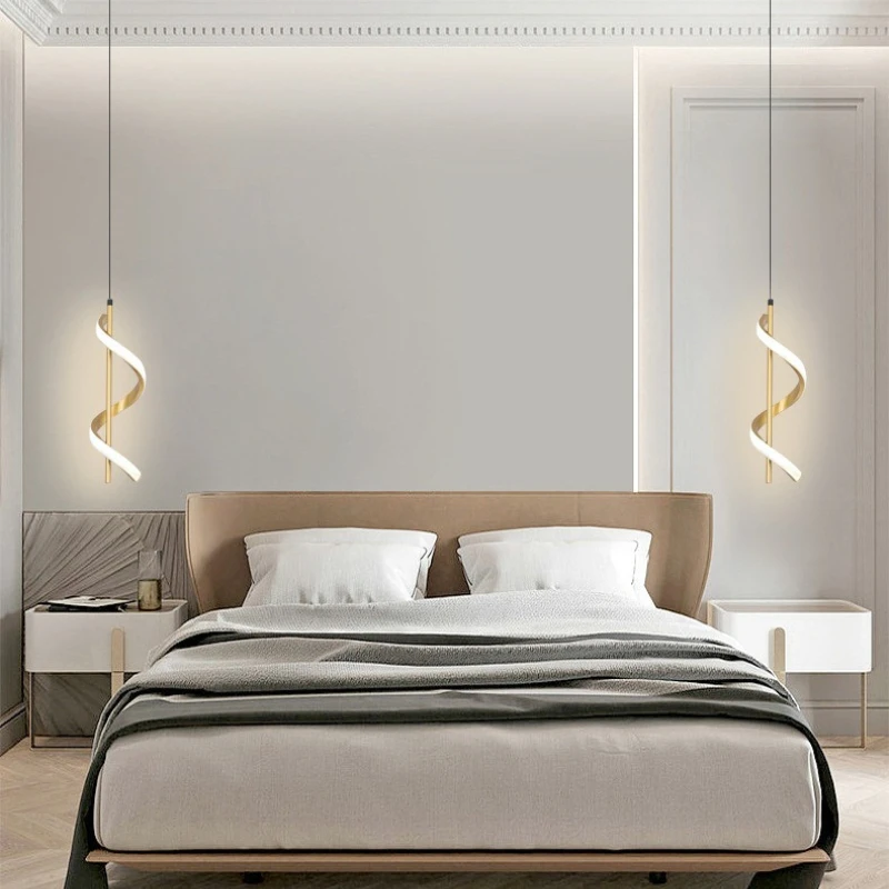 Nordic Minimalist Pendant Lamp Crafted for Lighting Aesthetics Luxury Spiral Hanging Lamps for Bedroom Dining&Living Room Decor