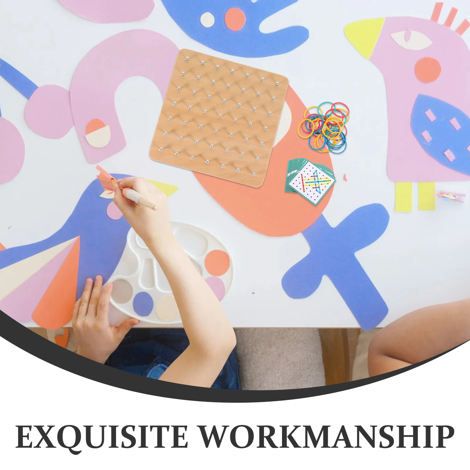 1 set 1 set houten geoboard kinderen vroeg leren nagelbord plaat educatieve geometrie puzzelspel wiskunde leermiddel
