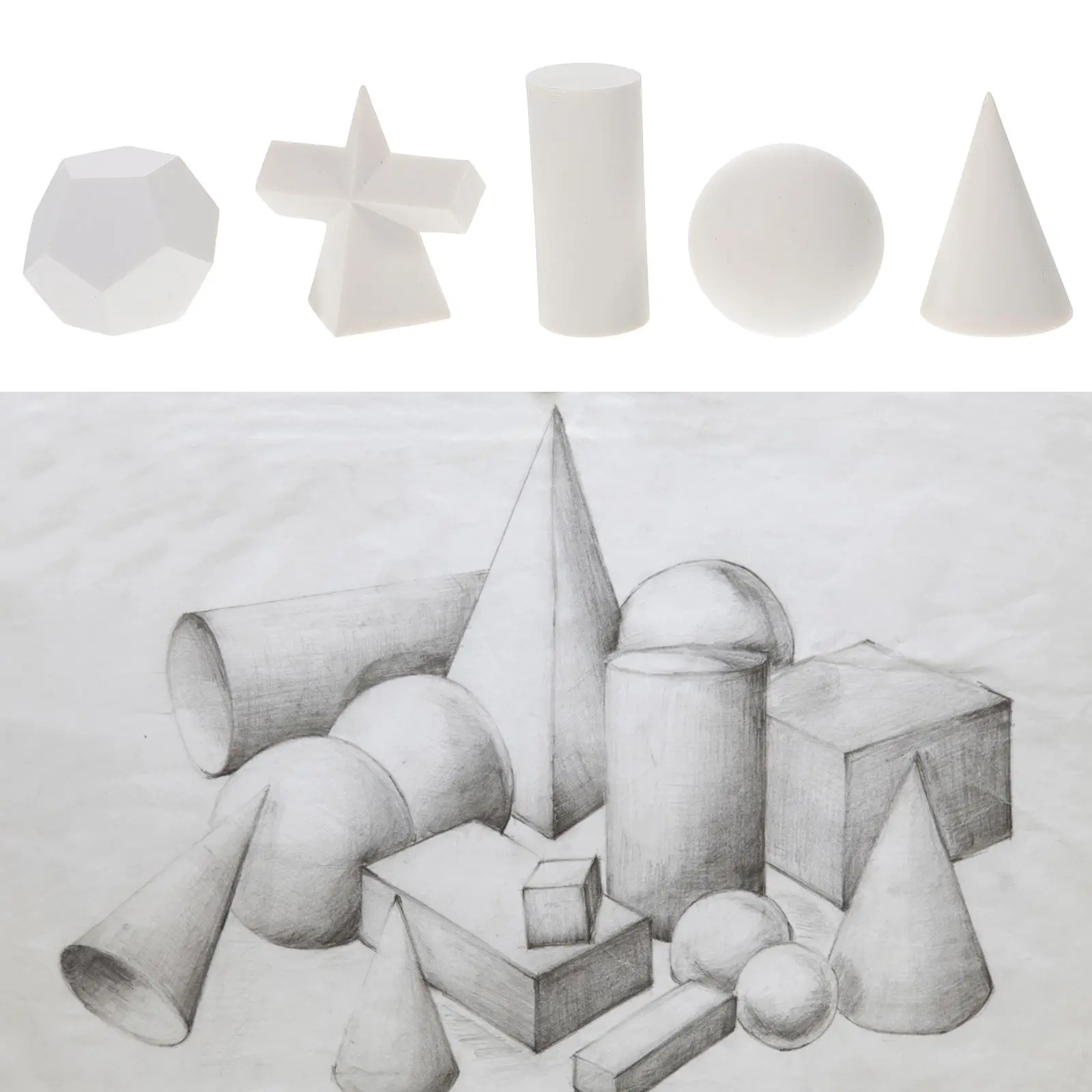5 Pcs Statue Resin Model Drawing Prop Classic Forms Sketch Tool 3D Simulation Gypsum Craft Ornament Gift Geometric