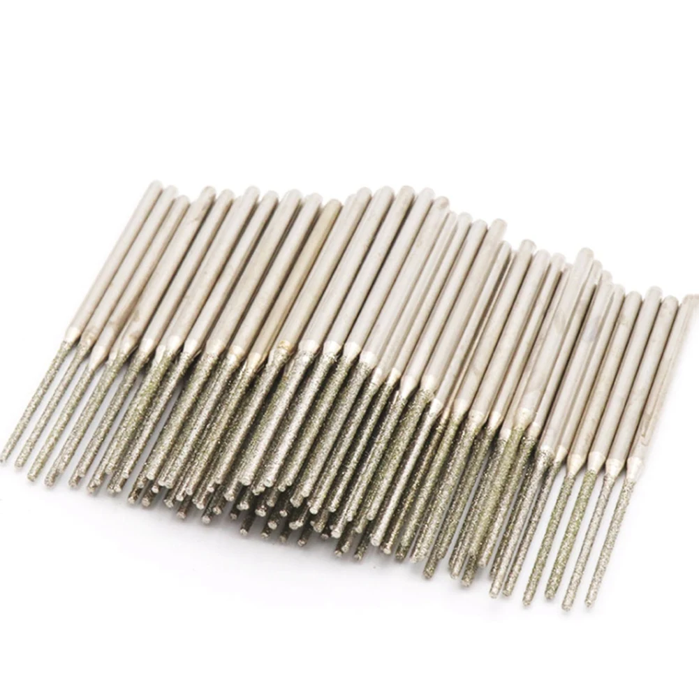 100Pcs 2.0MM Ultra-Long Diamond Drilling Bits Emery Diamond Abrasive Bits Peeling Needle A Type Teeth Grinding Burr