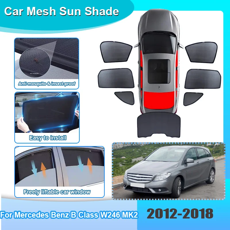

Car Window Sunshade For Mercedes Benz B Class W246 MK2 2012-2018 Visor Mesh Blocks UV Rays Windshield Curtain Car Accessories