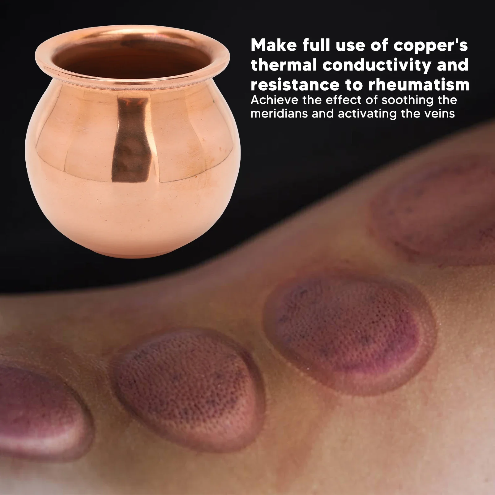 Copper Suction Massage Cup for Chronic Pressure Tightening Skin Copper Wide Mouth Cup for Relaxing Muscles In The Arms and Waist