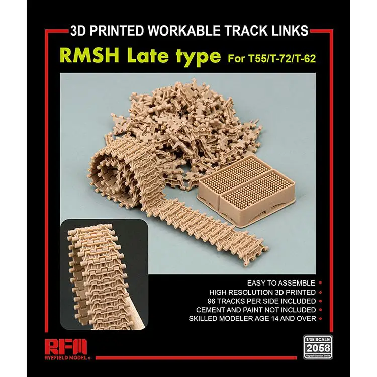 RYEFIELD RM2058 1/35 3D PRINTED WORKABLE TRACK LINKS RMSH LATE TYPE FOR T55/T-72/T-62