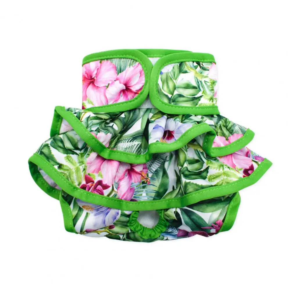 Pet Menstrual Pants Comfortable Dog Diapers Flower Pattern Fastener Tape Pet Sanitary Pants