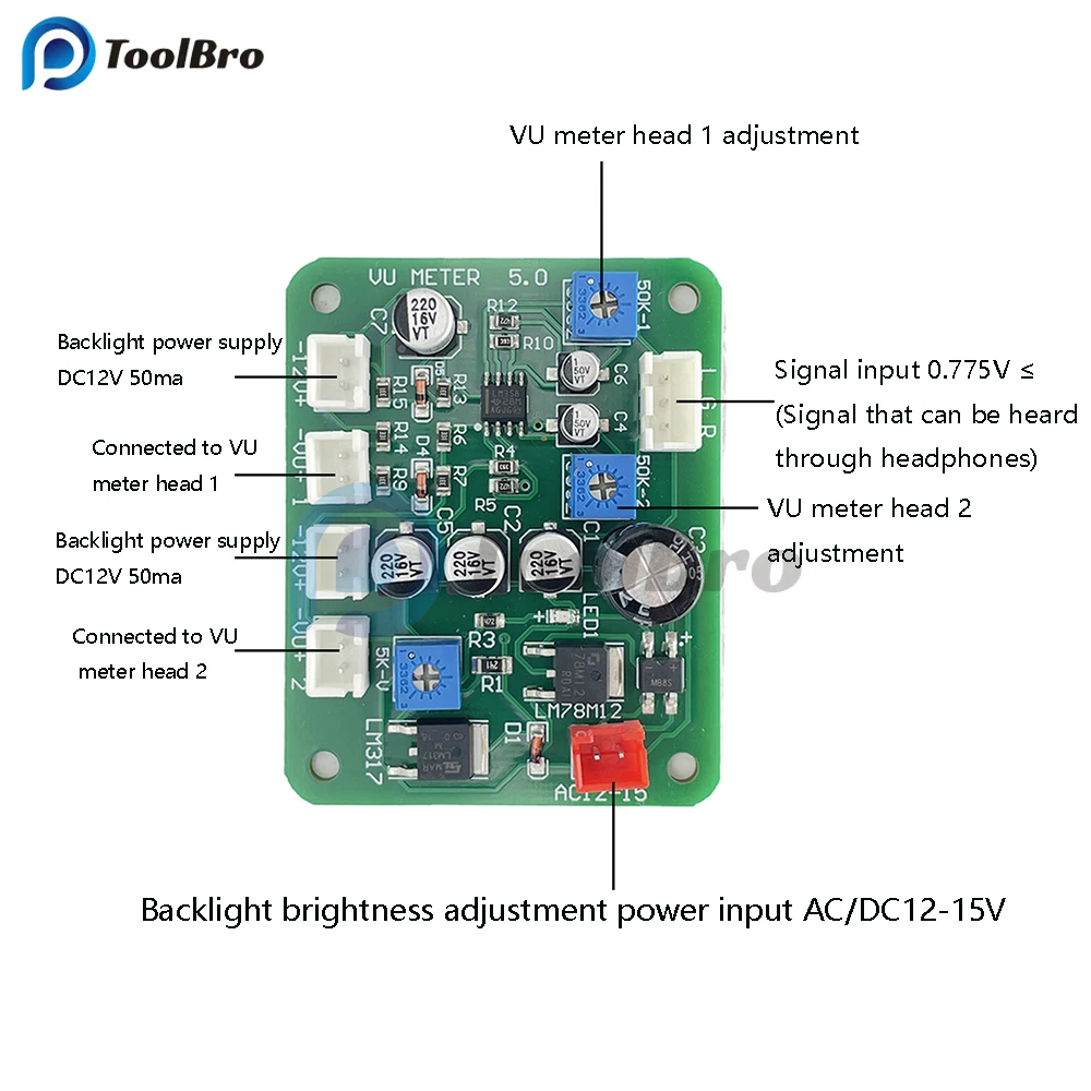 Imagem -03 - Nível Audio Meter Stereo Amplificador Board dc Indicador de Nível com Driver Module 912v Pcs vu