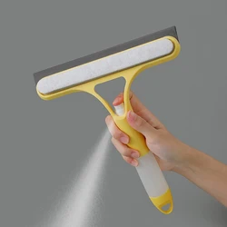 Cepillo de limpieza de ventanas 3 en 1, limpiaparabrisas de vidrio para espejo de baño, limpiador de ventanas de doble cara con espray