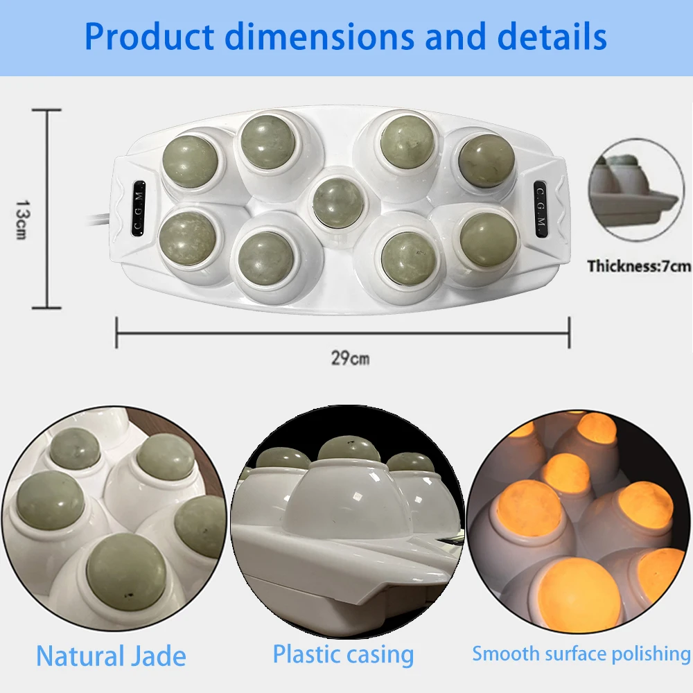 Handheld Foldable Physical Heating Massager Therapeutic Device for Body Health Care and Muscle Stimulator Made of Jade