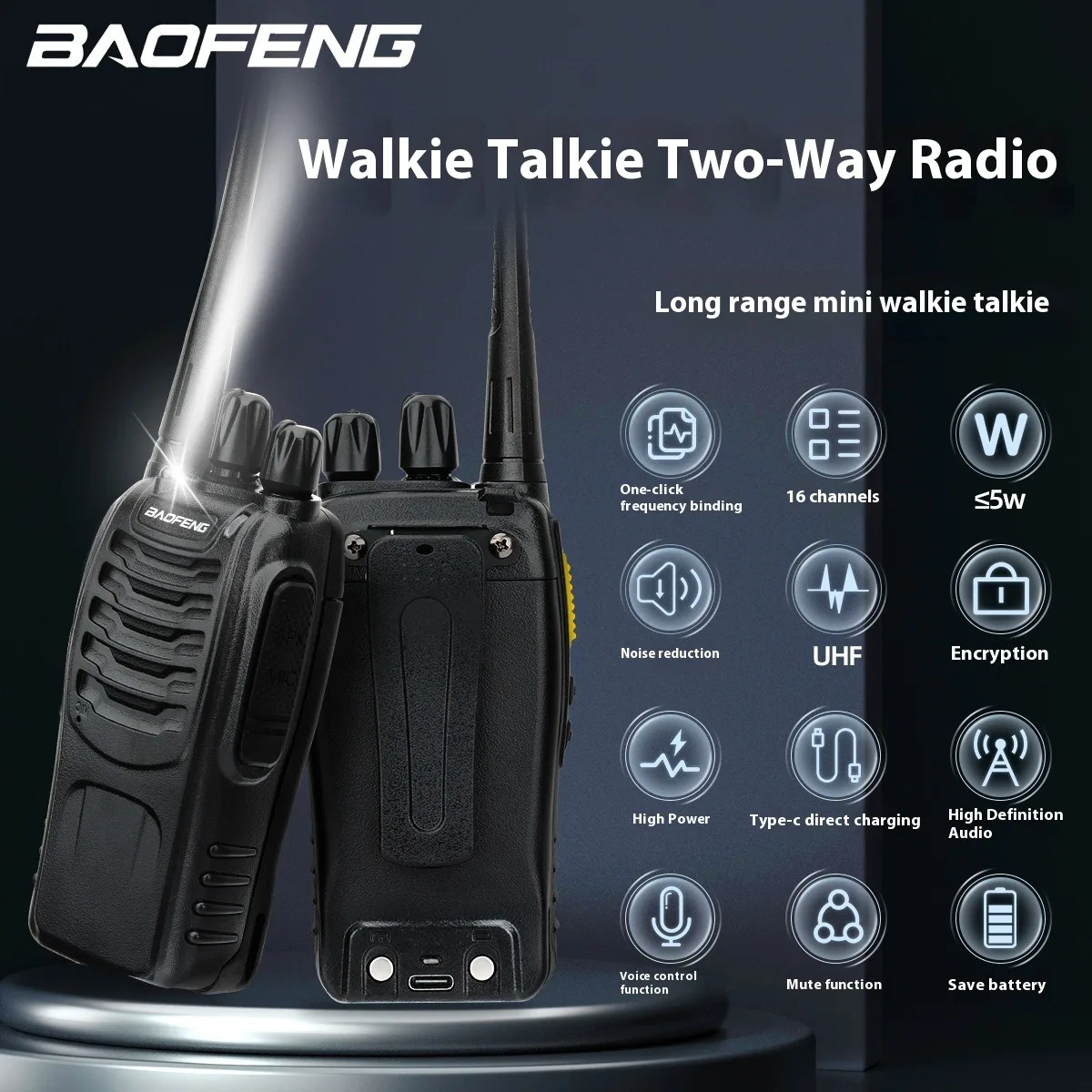 Großhandel original BaoFeng BF-888HD Walkie Talkie 2PCS UHF 400-470MHz 16 Kanäle Fern Hohe Ausdauer Zwei-weg Radio