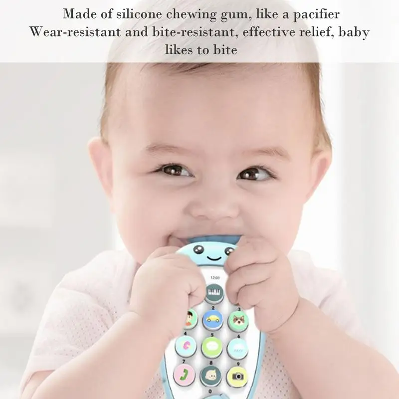 Toddler Teether Chew Toys Toddler Musical Sound Phone Learning Toy Interactive Sensory Bilingual Teething Toys Carrot Phone