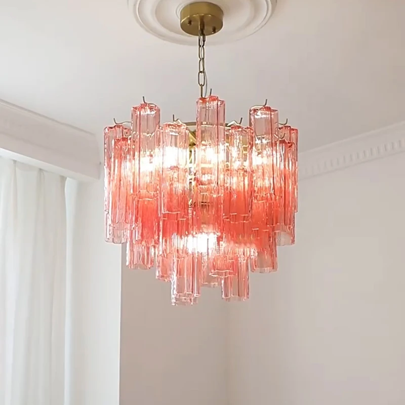 

Modern Pink White Glass Chandelier Designer Chandelier Lighting Hanging Lamps Lustre Suspension Luminaire Lampen for Living Room