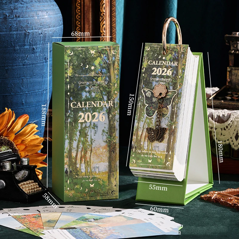 

Настоящий календарь на 2026, вдохновляющий настольный органайзер, календарь, настольный флип-календарь, винтажный подарок для женщин, студенческий планировщик, стол