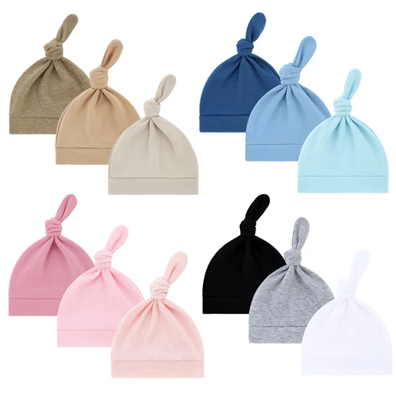 3Pcs Neugeborenen Beanie Hut für Mädchen Jungen Weiche Baumwolle Infant Motorhaube Baby Hüte Kleinkind Kappe Kinder Hut Neugeborenen Geschenk 0-6M