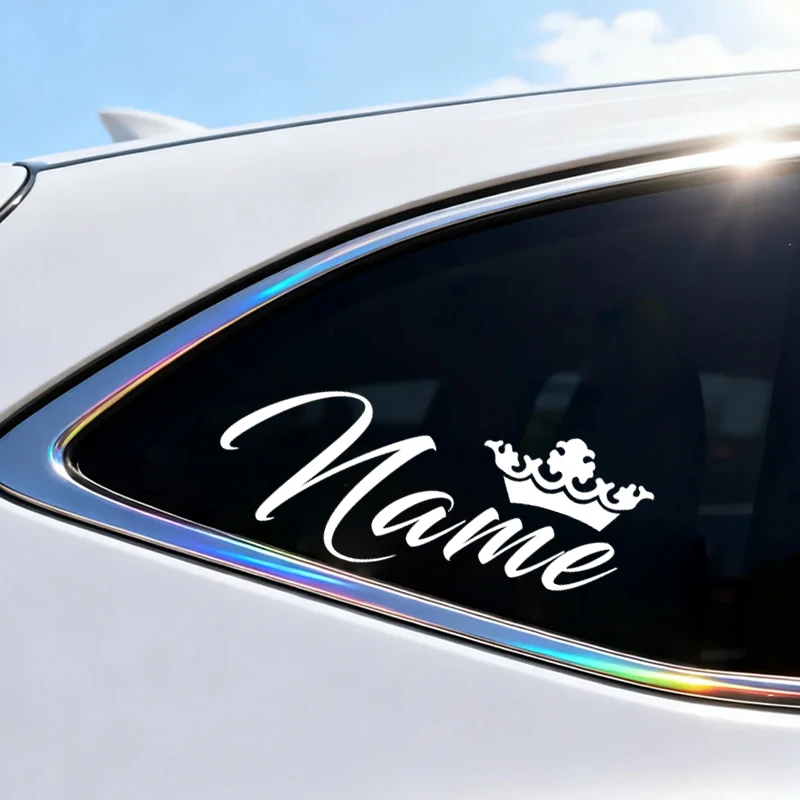 1PC Custom Your Name with Crown Personalized Motorcycle Sticker Self-Adhesive DIY Cup Car Waterproof Universal Vinyl Decals