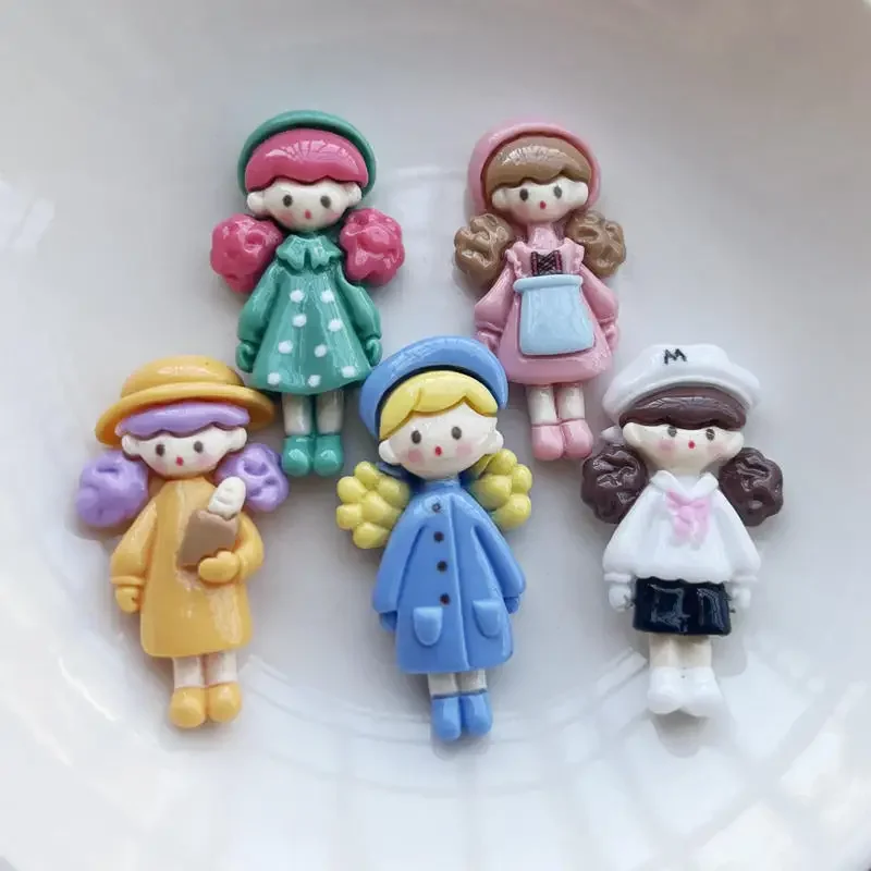 6PCS resin Kawaii Lovely Girl Flat back DIY scrapbook Craft Embellishment Accessories