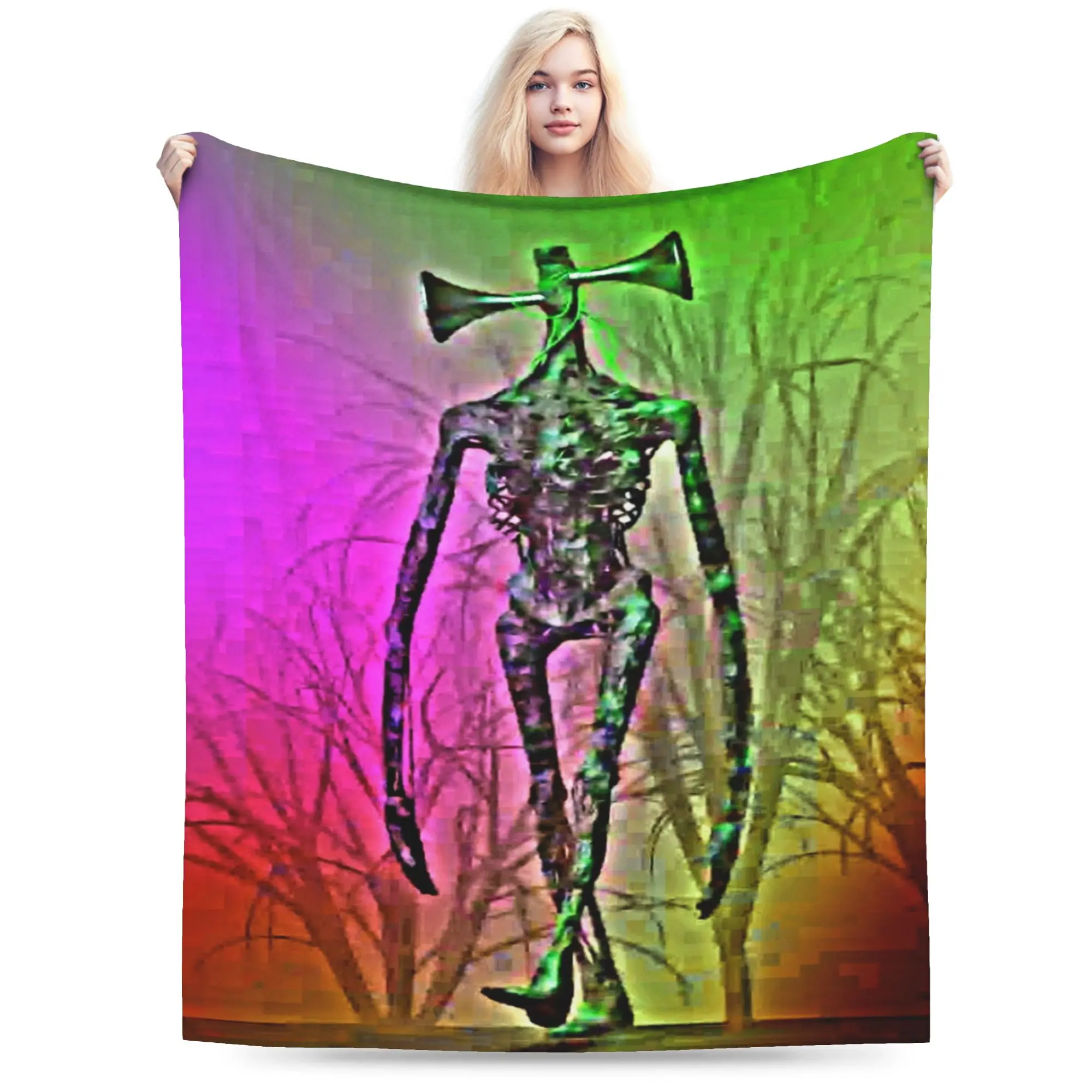 Siren Head In Dark Forest Blankets Soft Fleece Relax Present  Throw Blankets Bedding Throws