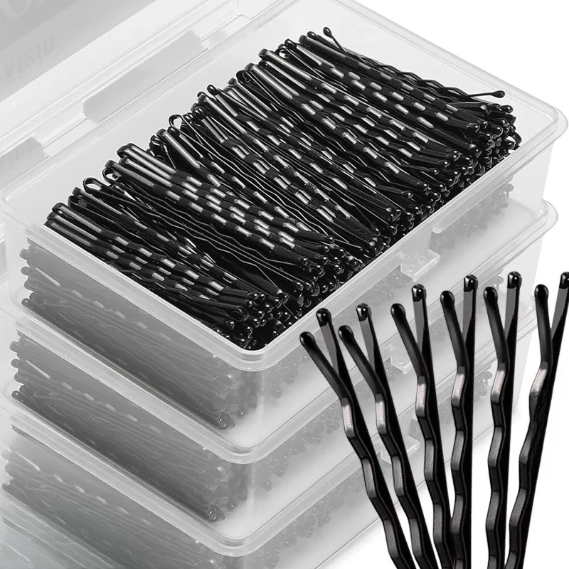 

50pcs Black Straight Line Hair Clip U-shaped Needle Lady Hairpins Curly Wavy Grips Women Bobby Pins Styling Hair Accessories