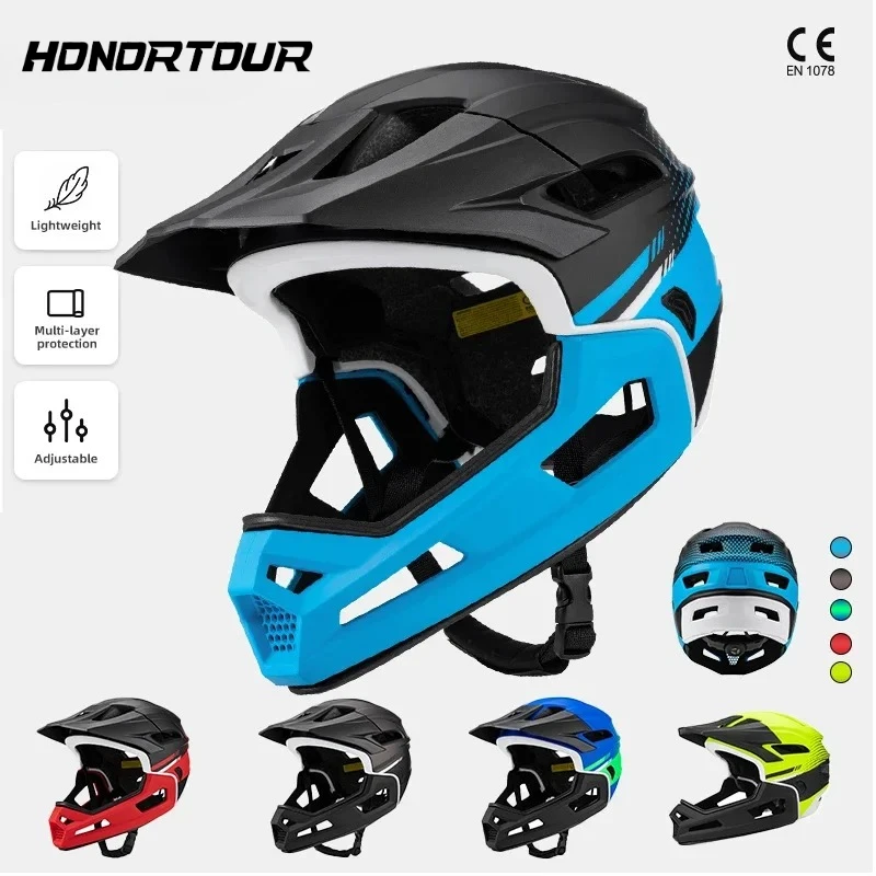 Eastinear High Quality Mountain Off-Road Bike Helmet 2-in-1 Full Face Detachable Outdoor Adult Men and Women MTB Cycling Helmet