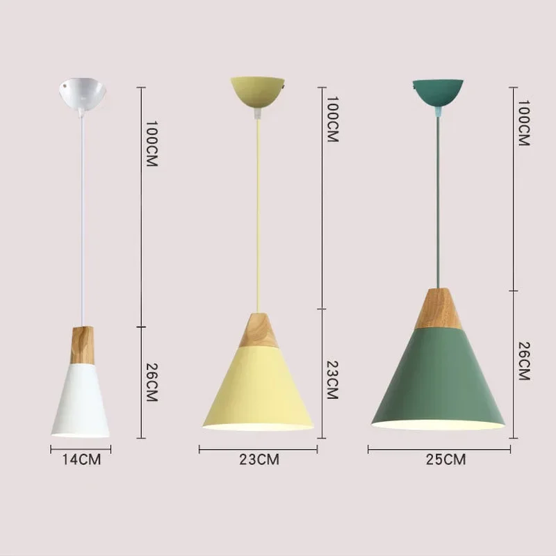 Nordic Modern LED Wood Pendant light Cafe Restaurant Bedroom Kitchen Colorful Home Decoration aluminium product Lamp Fixtures