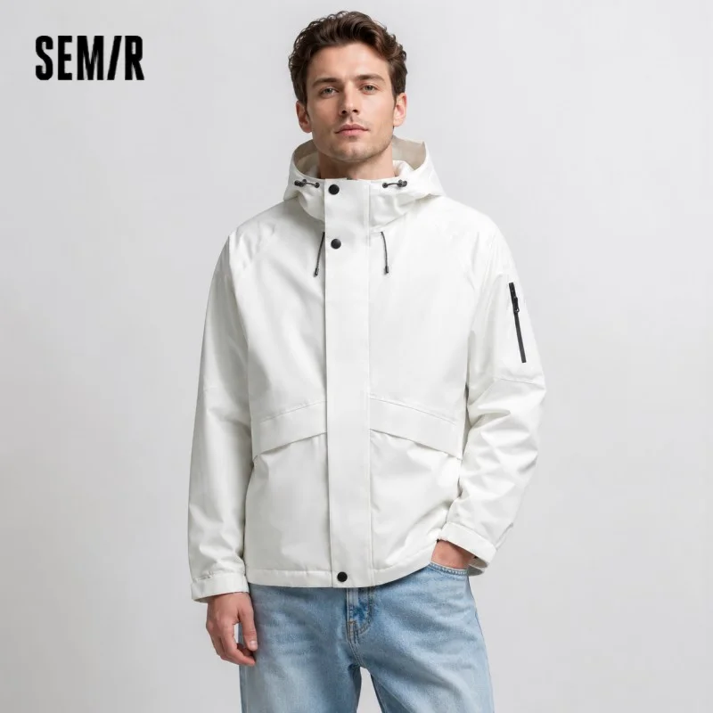 Jaqueta de Plumas Masculina Semir, Comprimento Médio, Nova Coleção Inverno 2026, Impermeável, Resistente a Manchas, À Prova de Óleo, À Prova de Vento, Solta, Com Capuz, Versátil