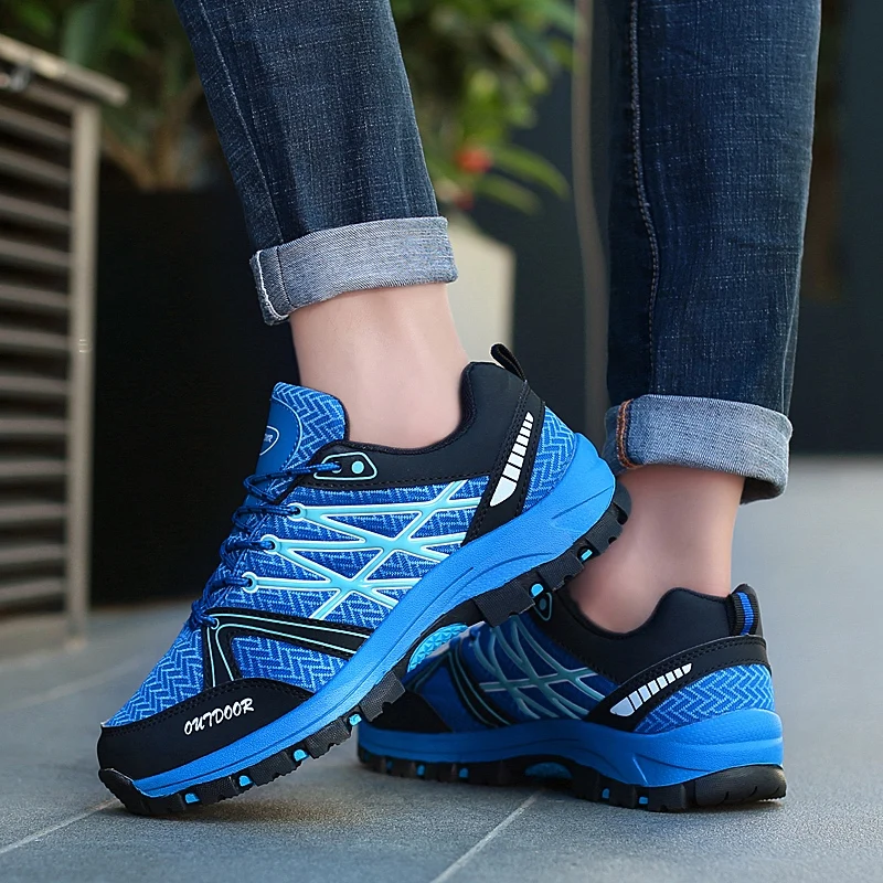 Brand Fashion Green Hiking Shoes Men Mesh Breathable Travel Sneakers Men Outdoor Climbing Mountain Sport Shoes Zapatillas Hombre