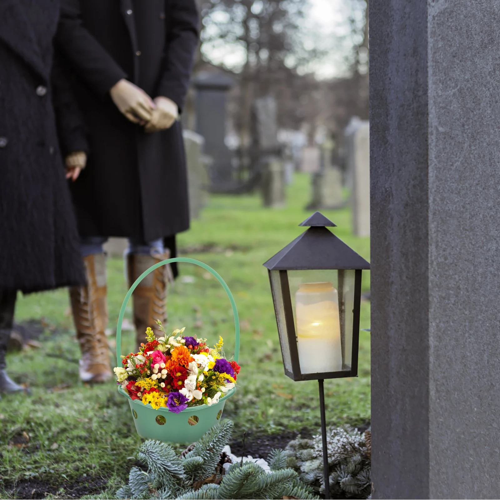 

5pcs Plastic Sacrificial Flower Basket Rural Style Chrysanthemum Yellow H held Storage Funeral Mourning Activities