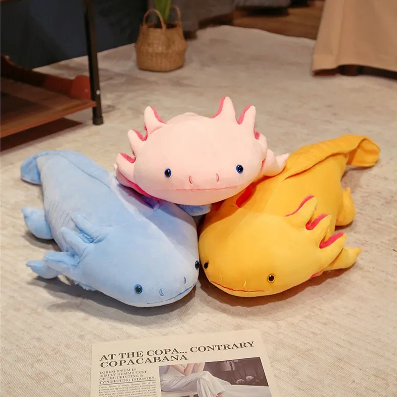 Colorful Big Axolotl Doll Cute Newt Salamandra Plush Toy Soft Underwater Animal Pink Yellow Grey Blue Children Birthday Gift