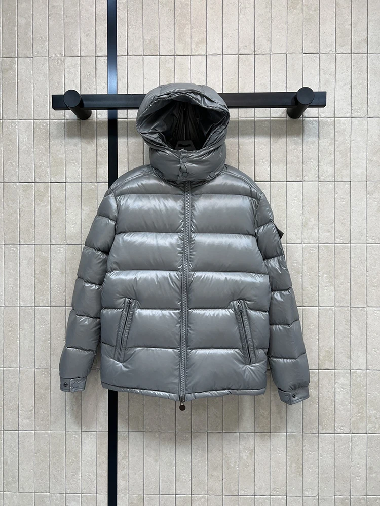 Winter Fashion Outdoors Silver Simplicity Casual Warm Down Jacket Women's Hooded Stand Collar Solid Color Long Sleeve Jacket