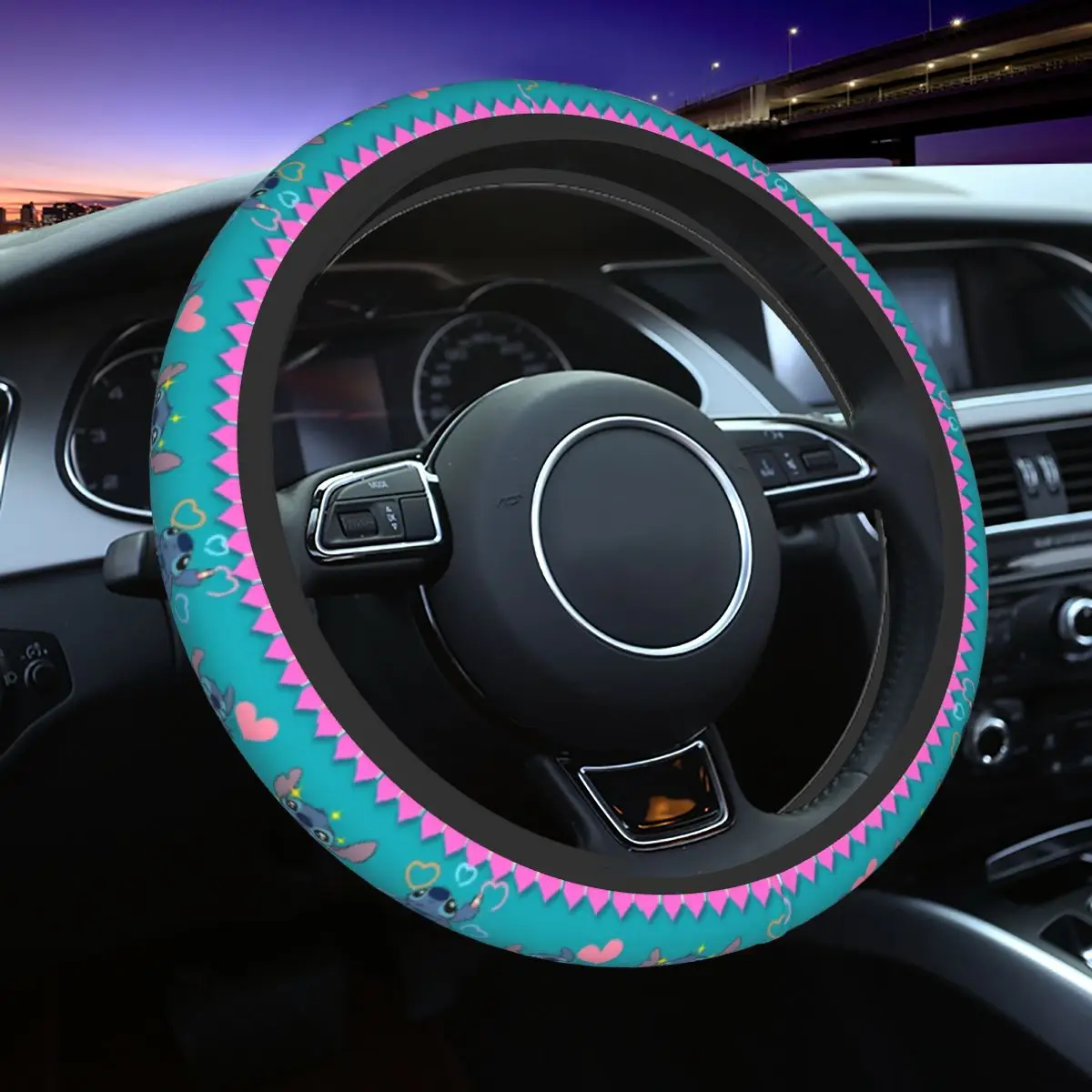 Stitchs Stripe Car Steering Wheel Cover 37-38 Soft Suitable Car-styling Car Accessories