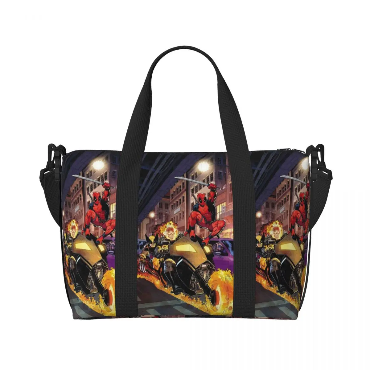 Custom Spiderman And Ghost Rider Grocery Shopping Tote Bag Women Big Capacity Comic Beach Gym Travel Bags