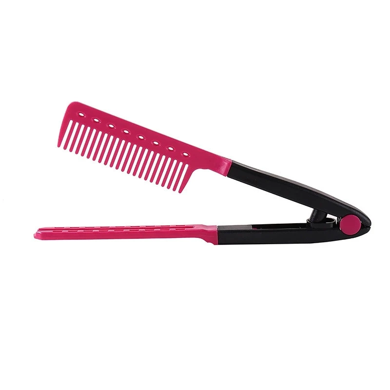 فرشاة شعر مستقيمة، مكواة فرد الشعر على شكل حرف V، لفرد الشعر، مناسبة لصالونات الشعر، خاصة للشعر المستعار الحقيقي