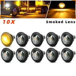 10PCS 3/4 Inch Round LED Side Marker Lights Clearance Front Rear Signal Lamp Indicators Light Waterproof for Truck Trailer boat