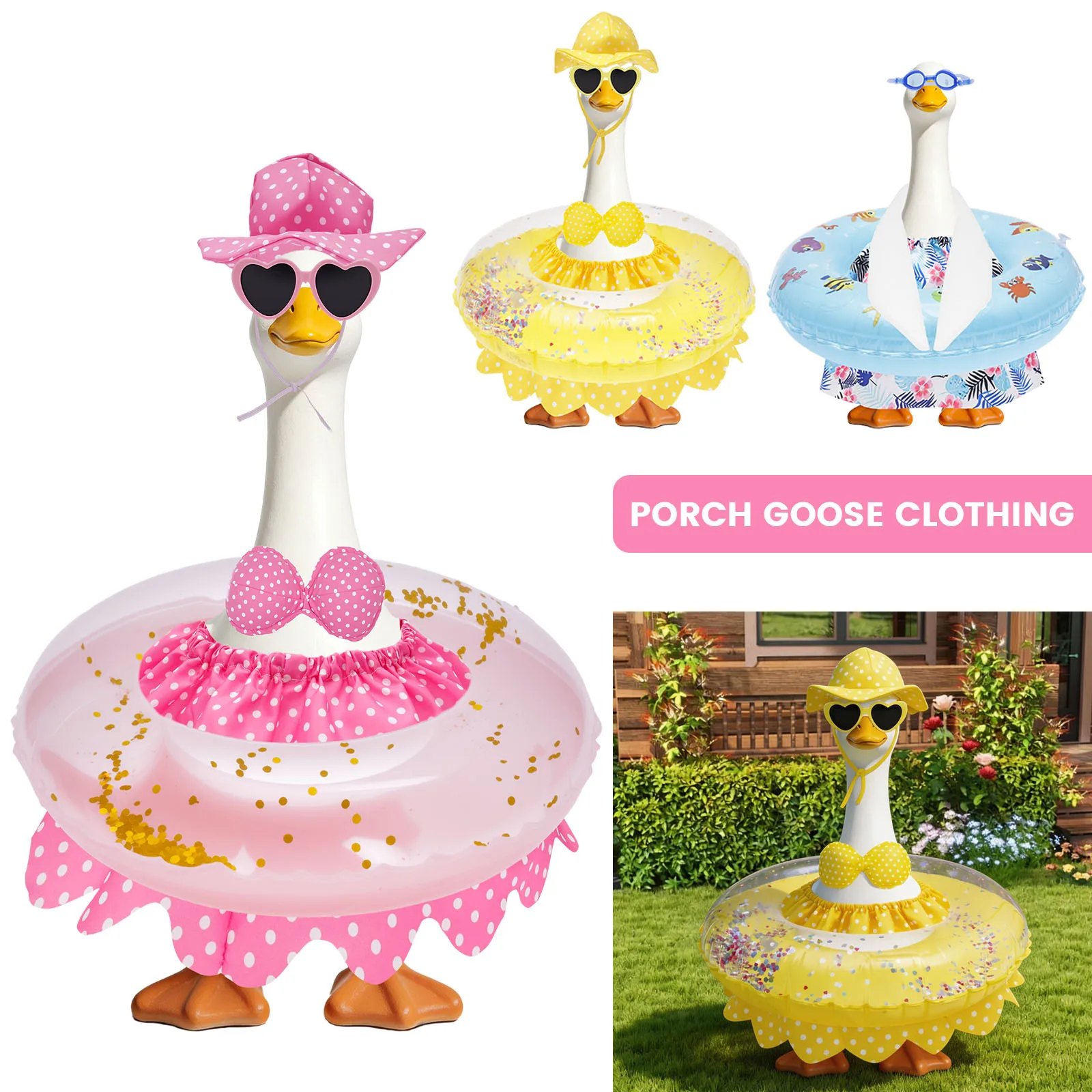 4/5pcs/set Holiday Porch Goose Outfits Summer Porch Goose Outfit Fits 23