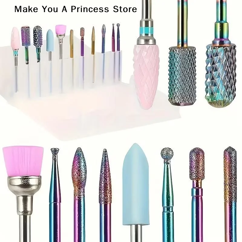 【HBA】11個/箱 プロ仕様 セラミックネイルドリルビットセット 電動マニキュアネイルファイルビット アクリルジェルネイルとキューティクル用