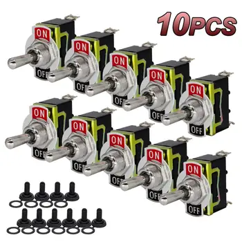 10 peças interruptor de alternância rocker 15a 250v liga/desliga spst 2 pinos barco de carro resistente com tampa de inicialização à prova d'água acessórios de lâmpada de luz
