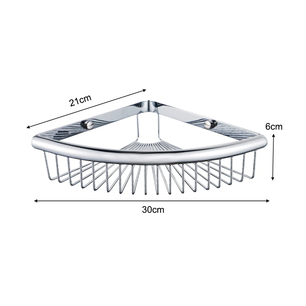 Stainless Steel Shower Caddy Wall Mounted Triangle Corner Shelf Organizer Bathroom Storage Rack Chrome Hardwares Accessories