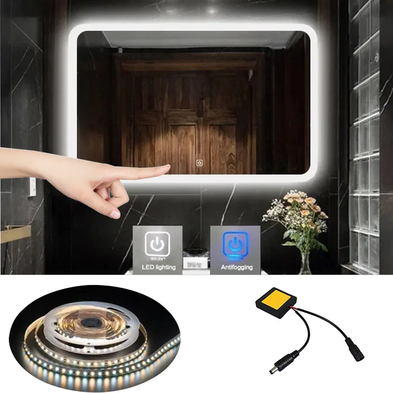 12-24V Mirror Touch Dimmer Switch Penetrates 1-10mm Glass, Dimmable DIY Smart Control for Vanity/Bathroom/Salon Mirror Lighting