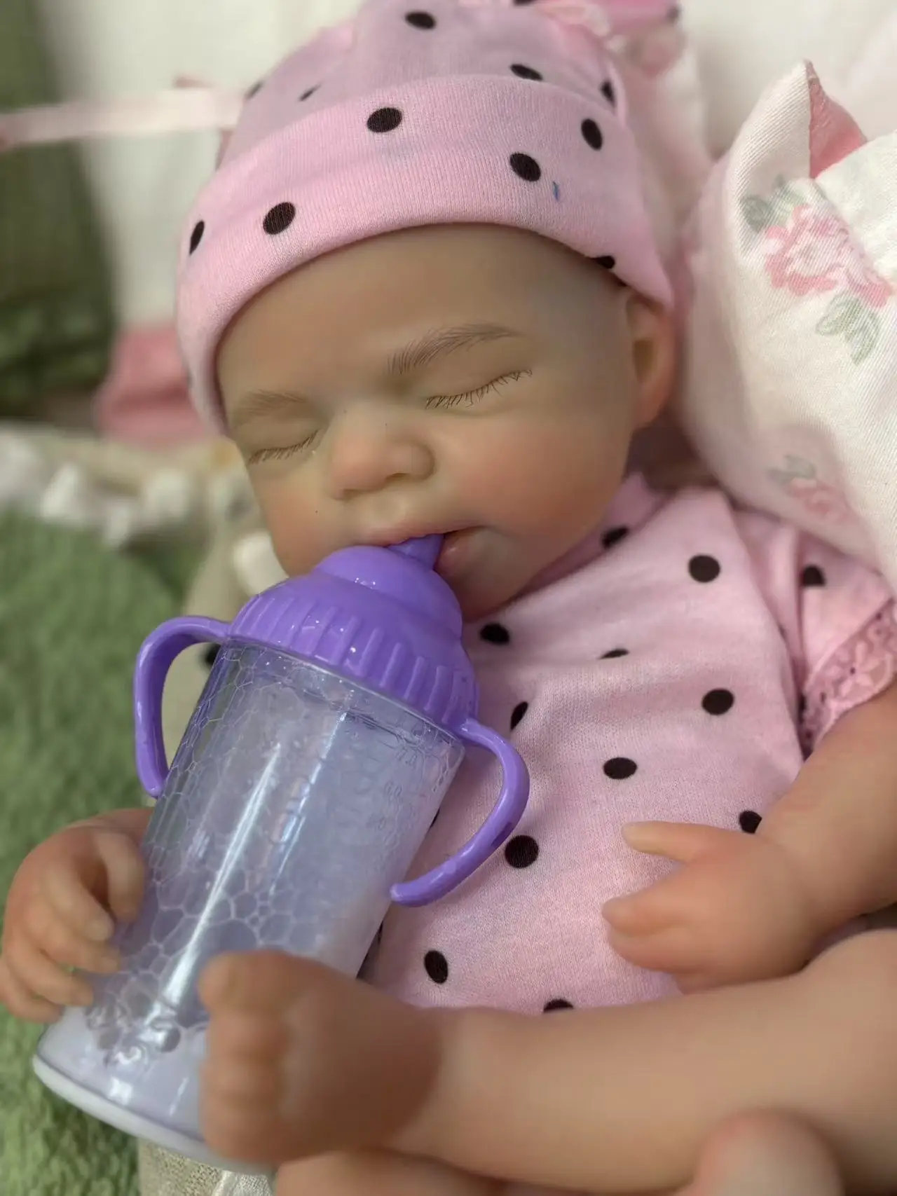 AnjoDoll 33 سنتيمتر مفتوحة الفم Pascale بيبي فتاة سيليكون تولد من جديد الدمى ، 2 مجموعة من الملابس ، رسمت ألعاب الدمى الوليد تولد من جديد سيليكون