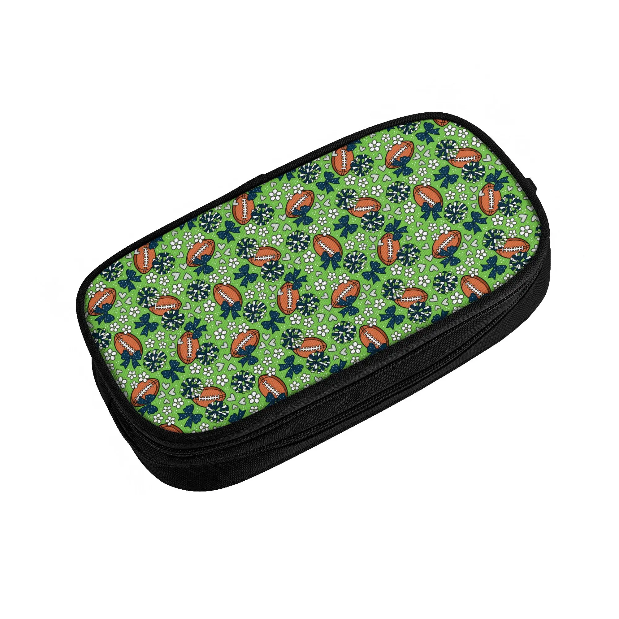 Football Cheer Bows Rugby Union  Korean Pencil Case Girl Boy Large Storage Lime Green Blue Pencil Box Students Stationery
