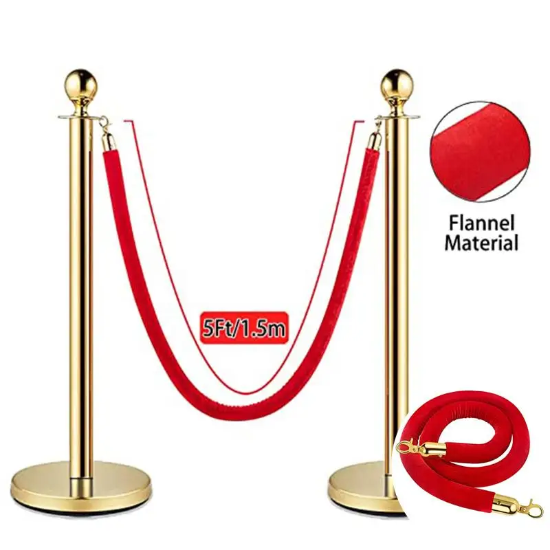 1.5M Stanchion Rope Crowd Control Rope Queue Barrier Rope Cordon Lanyard Guard Bar Lanyard Small Metal Decorative Reusable Rope