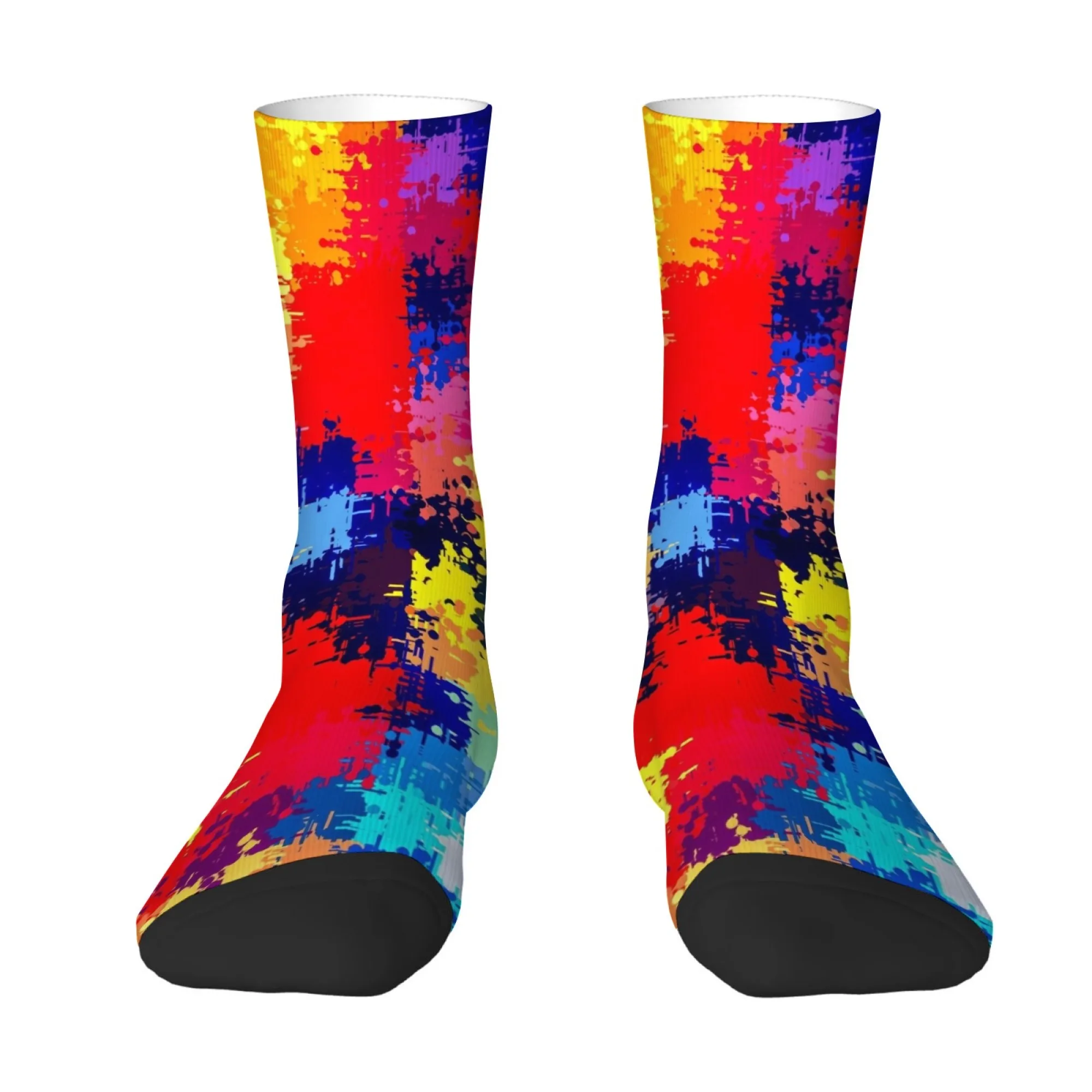 Abstract Ink-Splash Graffiti Men's Socks Retro Street Hip-Hop Casual Fashion Socks Novelty Funny Compression Socks Party Gift