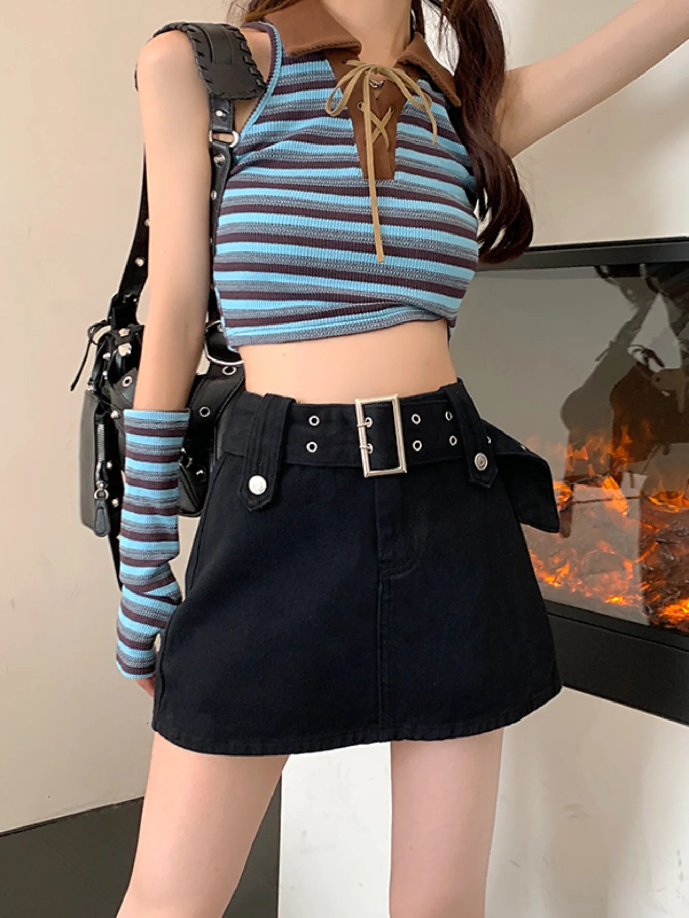 Cotton Stretchy High Waist Hot Chick Y2K Jean Shorts Woman Summer 2024 Casual Sweat With Pocket Zipper White Black Denim Shorts
